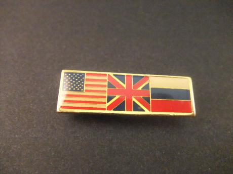 Amerika, Engeland, Rusland drie landen vlaggen verdrag